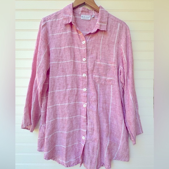 Habitat Linen Pink button down women’s top Size‎ Medium - Picture 1 of 5